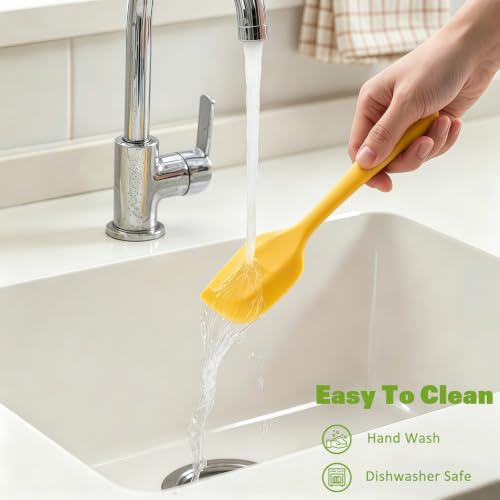 Silicone Spatula, 8.5 inch Rubber Spatula Heat Resistant One Piece Design Non-Stick Flexible Kitchen Scrapers with Stainless Steel Core for Baking, Mixing, Cooking (5-piece)