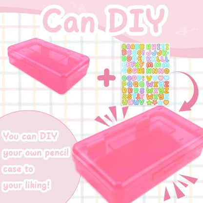 Pink Blue Pencil Case 2 Pack - Large Capacity Plastic Pencil Box Organizer - color: Pink Blue