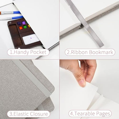 Vienrose Watercolor Sketchbook Journal 5.5x8.2 Inch 24 Sheets Grey - color: Grey, size: 5.5x 8.25 Inch