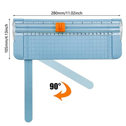 Paper Cutter, A4 Paper Trimmer with Security Safeguard & Side Ruler Portable Straight Edge Cutter for Scrapbooking Craft Paper, Photos, Label, Cardstock (Blue) - color: Blue
