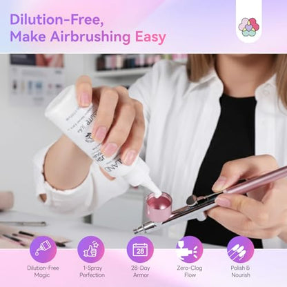 SAVILAND Airbrush Gel Nail Polish: 50 ml Dilution-Free White Gel Nail Polish Non-Acetone Airbrush Paint for Nails with Fine Mist for Gradient Ombre Blush French Nails Art Paint Salon - color: White Pro