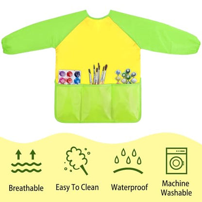 Kopokita Kids Art Smock, Toddlers Painting Apron Children Artist Smock - color: Green