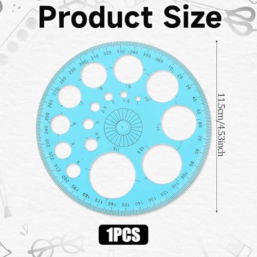Circle Template for Drawing, Plastic Circle Stencil Geometric Circle Ruler for Drafting, Large and Small Circle Drawing Tool for School Office Supplies - color: blue