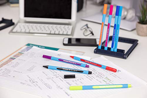 Schneider Slider Edge XB (Extra Broad) Ballpoint Pen, 1.4 mm, Light Blue Barrel, Violet Ink, Box of 10 Pens (152208) - color: Violet, size: 1 Count (Pack of 10)