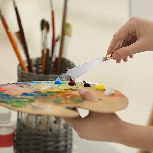 Honoson 2 Pcs Palette Knife Set Spatula Pallet Stainless Steel Wood Handle | Mixing Scraper Oil Painting Accessories,Metal Knives Wood Handle, Art Acrylic Draw Color Mixing Supplies, 2 Sizes