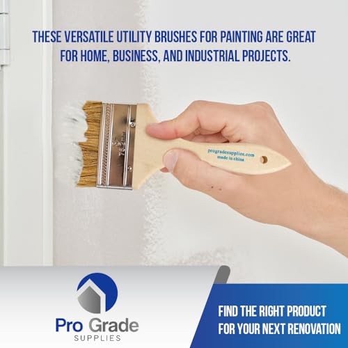 Pro Grade 3" Chip Brushes, Disposable Paint Brushes, for Epoxy, 24 Pack | Natural bristle, wood handle | Value Pack | For Resin & Deck Coatings | Cabinets, Furniture, Fences