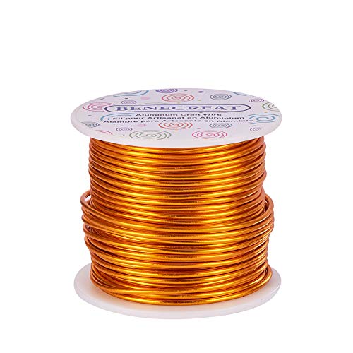 BENECREAT 12 17 18 Guage Aluminum Wire (12 Gauge,100FT) Anodized Jewelry Craft Making Beading Floral Colored Aluminum Craft Wire - Gold - color: Gold, size: 12 Gauge