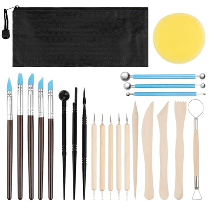 MAQIHAN Clay Tools - 23 PCS Clay Tools Sculpting Air Dry Clay Tools Pottery Tools Clay Tool Kit for Clay, Pottery, Carving, Sculpting, Ceramic, Drawing, Dotting, Molding, DIY