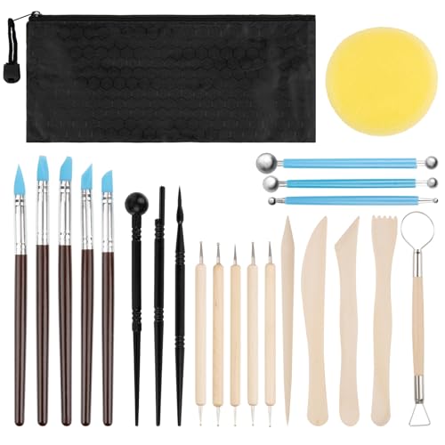 MAQIHAN Clay Tools - 23 PCS Clay Tools Sculpting Air Dry Clay Tools Pottery Tools Clay Tool Kit for Clay, Pottery, Carving, Sculpting, Ceramic, Drawing, Dotting, Molding, DIY