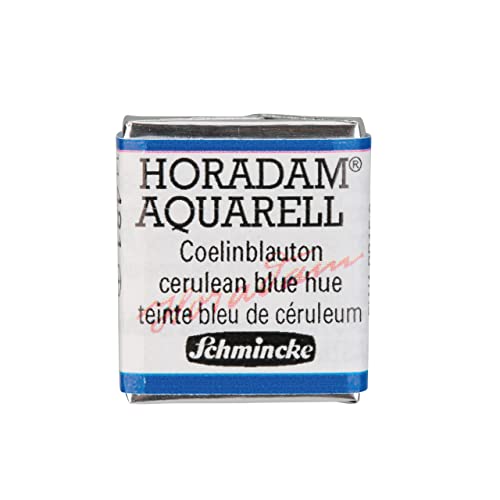 Schmincke - HORADAM® AQUARELL - Finest Artists' Watercolor Paints, 481 Cerulean Blue, 14 481 044, 1/2 pan - color: 481 cerulean blue hue