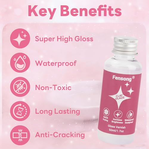 Clear Gloss Clay Glaze Sealer, 50ml Varnish Top Coat with Brush Included