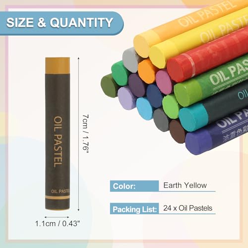 PATIKIL Earth Yellow Oil Pastels, 24Pcs Soft Oil Crayons Creamy Pastels Stick Art Supplies for Art Painting Drawing Blending Graffiti for Drawing Beginners Artists - color: Earth Yellow