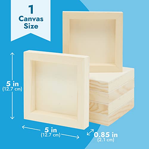 Bright Creations Wood Panel Canvases for Painting - 5 x 5 in, 0.85 in Thick, Pack of 6 - Unfinished Pine Deep-Cradle Wooden Blocks for Crafts - size: 5x5 inch