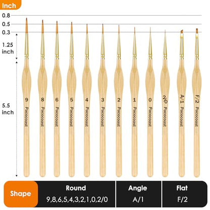 Detail Paint Brushes Set, 12PC Miniature Brushes for Fine Detailing & Art Painting, Small Tiny Paint Brush Perfect for Acrylic, Paint by Number, Figurine, Craft, Models (Wood) - color: Wood