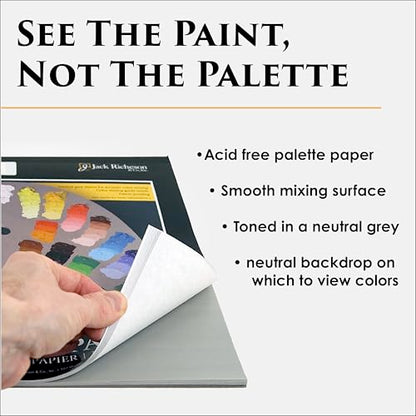 Jack Richeson Grey Matters Disposable Paper Palette 12” x 16”, 2 Pack, Includes 2 Palette Knives - color: Midtone Grey 2 Pack + Palette Knife