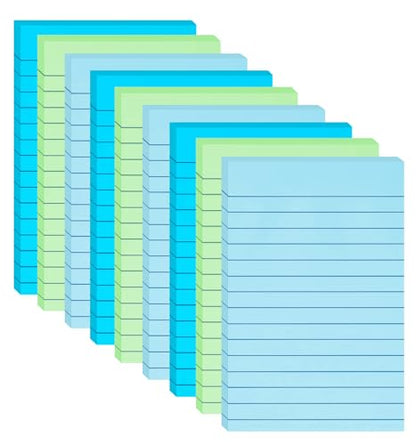 9 Pack Pastel Lined Sticky Notes 4X6 in Post and 9 Pack Aquatic Themed Colors Lined Sticky Notes with Lines 4X6 in Post