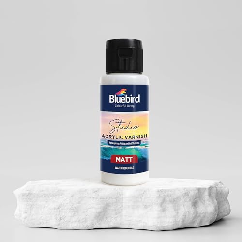 BLUEBIRD Studio Acrylic Varnish, Matt, 3.38 Fl Oz (100ML), Non-Yellowing, Non-Toxic, Anti-Crazing, Basic Varnish for Pro Artists, Hobby Painters & Kids