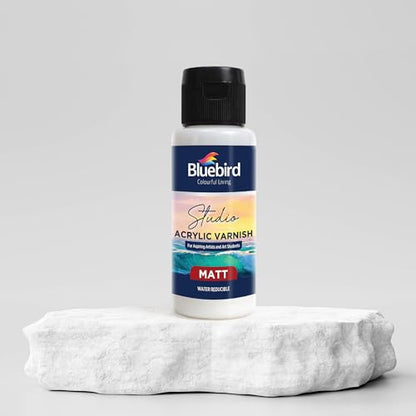 BLUEBIRD Studio Acrylic Varnish, Matt, 3.38 Fl Oz (100ML), Non-Yellowing, Non-Toxic, Anti-Crazing, Basic Varnish for Pro Artists, Hobby Painters & Kids