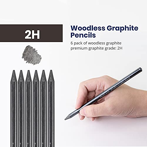 Pacific Arc Woodless Graphite Pencil 6 Pack Set, 2H, for Sketching, Drawing, Coloring and Art - color: 2H
