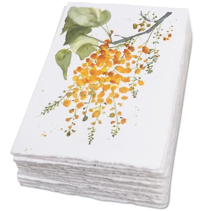 WANDERINGS Handmade Deckle Edge Blank Greeting Cards & Envelopes with Flower Art - 300 GSM Paper – 20 Cards for Invitations, Thank Yous, Get Well and Birthday Cards – 5" x 7" - color: Flower Art