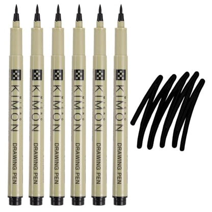 PATIKIL Fineliner Pens, BR Soft Head Drawing Pen Waterproof Inking Markers Liner Artist Watercolor Supplies Drawing Kit for Adult Sketching Journaling, Pack of 6 - style: BR Soft Head