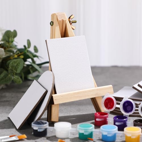 Engrowtic 12 Set Mini Magnetic Painting Canvas Panel Boards or Painting Mini Tile Art for Fridge Locker DIY Crafts Halloween Christmas Crafts Project(Mixed Styles,Assorted Sizes)