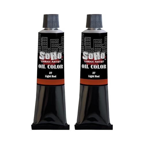 SoHo Urban Artist Oil Paint - 2 Pack, Light Red 2 Pack - 170 ml Tube - Best Valued Oil Colors for Painting with Excellent Pigment Load - color: Light Red