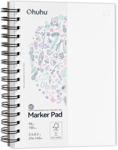 Ohuhu 5.5"x8.5" Double-Sided Bleedproof Marker Pad Art Sketchbook 60 Sheets - size: 5.5" x 8.5"