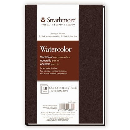 Strathmore 400 Series Watercolor Paper Art Book, Matte Brown Cover, Natural White, Hardbound, 24 Sheets, 5.5x8.5 inch - size: 5.5x8.5 inch, style: Hardbound