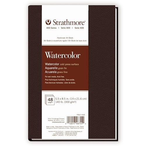 Strathmore 400 Series Watercolor Paper Art Book, Matte Brown Cover, Natural White, Hardbound, 24 Sheets, 5.5x8.5 inch - size: 5.5x8.5 inch, style: Hardbound