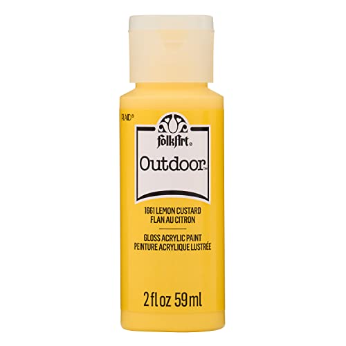 FolkArt Outdoor Acrylic Paint in Assorted Colors (2 Ounce), 1661 Lemon Custard - color: Lemon Custard, size: 2 Fl Oz (Pack of 1)