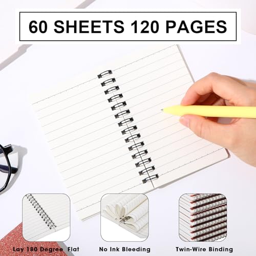 Jutom 18 Pcs Small Spiral Notebook Memo Pad 3x5, Glitter Rose Gold - color: Glitter Rose Gold