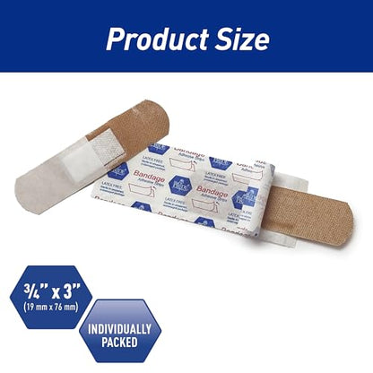 MED PRIDE Fabric Adhesive Bandages,Hypoallergenic,Latex-Free,3/4x3 in,100 - size: 3/4'' x 3'' - 100 Count