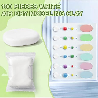 VioraWhite 100 Pcs Air Dry Clay Bulk Modeling Clay for Kids Lightweight Foam Modeling Clays DIY Molding Clays for Kids Adults Crafts Gifts School Project Supplies (White) - color: White