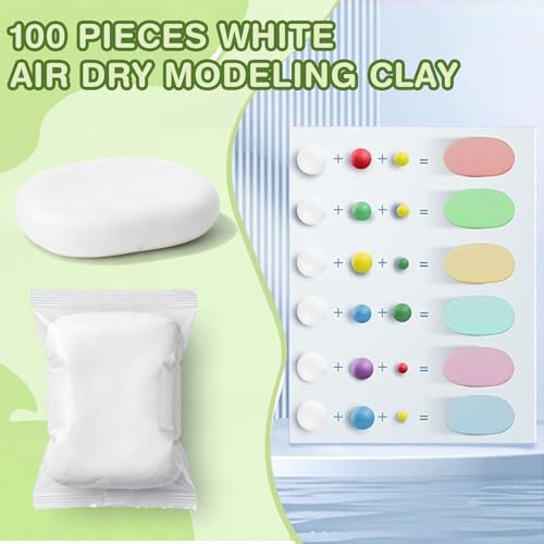VioraWhite 100 Pcs Air Dry Clay Bulk Modeling Clay for Kids Lightweight Foam Modeling Clays DIY Molding Clays for Kids Adults Crafts Gifts School Project Supplies (White) - color: White