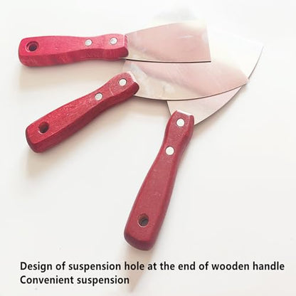 5Pcs 2" Putty Knife Scrapers Stainless steel spatula Tool set，with a comfortable wooden handle，for Scrapering,Drywall Repairs and Spreading，Taping Drywall Wall Painting (2" - 5Pcs) - color: 2" - 5pcs