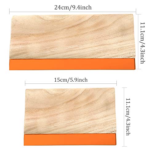 Caydo 2 Sizes Wooden Screen Printing Squeegee, 75 Durometer Ink Scraper | 9.4 and 5.9 inches, 75 durometer, for screen printing, DIY craft, ink scraper, wooden handle, durable and easy to use