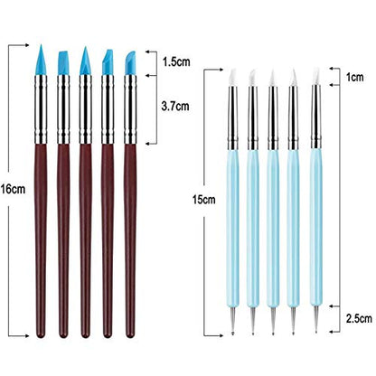 Silicone Clay Sculpting Tool - 10Pcs Modeling Dotting Tool for Pottery Craft, Rock, Nail, Blending, Drawing