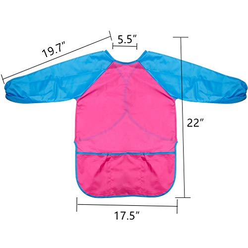 CUBACO Kids Painting Apron, 2pcs Waterproof Art Smocks For Child 3-8 Years, Kids Smocks for Painting Aprons with Long Sleeve - color: 4pcs Set