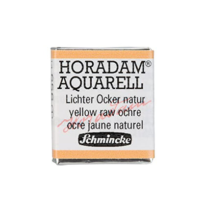 Schmincke - HORADAM® AQUARELL - Finest Artists' Watercolors, 656 Yellow raw Ochre, 14 656 044, 1/2 pan - color: 656 Yellow Raw Ochre