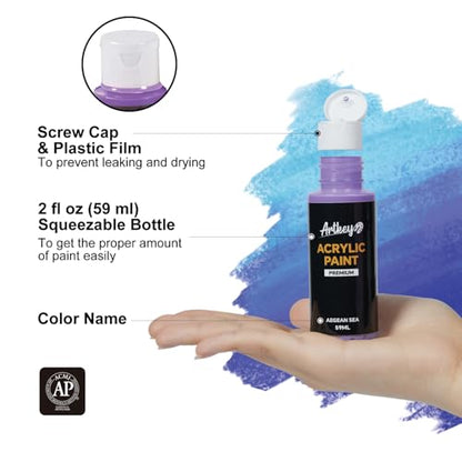 Artkey Acrylic Paint Set - 52 Colors 2 oz/59 ml Acrylic Paints Professional Artists Painting Kit for Canvases Fabric Rock Leather Easter Egg Wood Ceramic Glass Art Craft Painting - color: 52 Colors, style: Basics