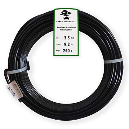 Anodized Aluminum 3.5mm Bonsai Training Wire 250g Large Roll (30 feet) - Choose Your Size and Color (3.5mm, Black) - color: Black, size: 3,5 mm
