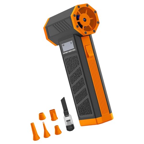 Art Air Blower Tool with Five Different Shaped Nozzles for Accurate Sprayed Control in Acrylic Pouring and Watercolor Ar - color: Orange