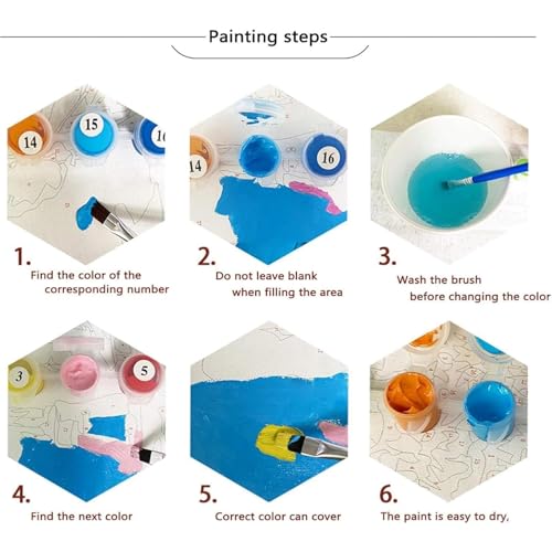 4 Pack Framed Paint by Numbers Kit for Adults Beginner Canvas Painting by Numbers for Adults Black Cat Easy Adult Paint by Number Kits with Frame Starry Night Watercolor Painting by Number 8x12 Inch - color: YFd0104