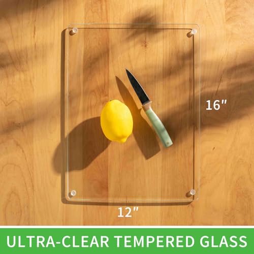 Tempered Glass cutting Board 12x16- Durable Shatterproof, Heat-resistant, Scratch-proof - Dishwasher Safe (16x12 inches) - size: 16"L x 12"W