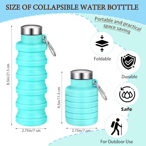 Baderke 2 Pcs Collapsible Water Bottles 17oz Silicone Travel Foldable Portable Water Bottle with Buckle Silicone Lightweight Reusable Leakproof for Camping Hiking Cycling Sport(Green, Black) - color: Green, Black
