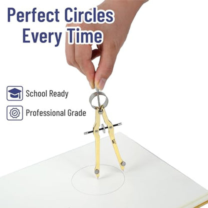Mr. Pen- Geometry Set, 15 pcs, Gold, 6 Inch Swing Arm Protractor, Divider - color: Gold