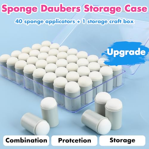 40 Pieces Sponges Daubers with Storage Case - Finger Sponge Daubers with Soft Sponge Head - Perfect for Painting, Drawing, Stenciling, Card Making and More - color: Gray