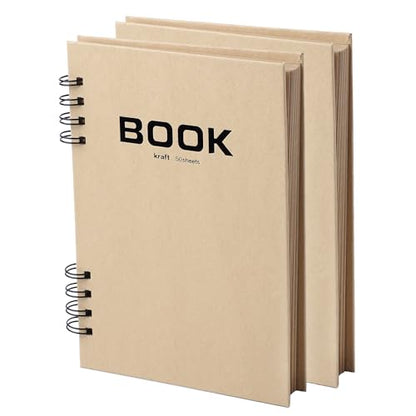 SuyuanArt A5 Toned Tan Sketch Pad, 5.5" x 8.5" (2 Pack, 100 Sheets) Spiral Bound Mixed Media Sketch Book for Drawing, Doodling, Sketching & Painting - Artist Paper for Charcoal, Pencil, Pen - color: A5 Toned Tan Sketch Pad,2 Pack