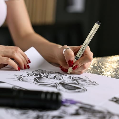 PATIKIL Fineliner Pens, 0.35mm Fine Points Drawing Pen Waterproof Inking Markers Liner Artist Watercolor Supplies Drawing Kit for Adult Sketching Journaling, Pack of 6 - style: 0.35mm Fine Points